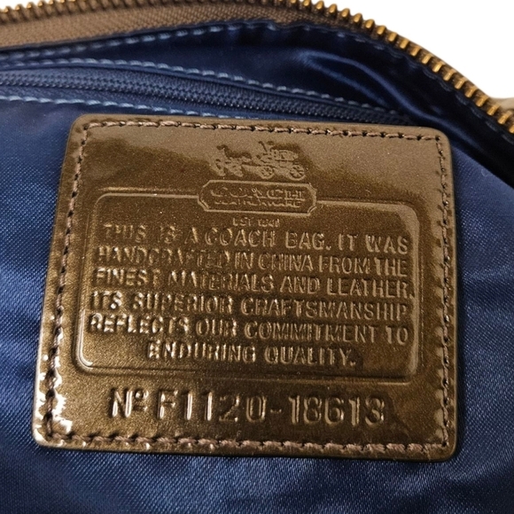 Coach 2011 Madison Patent Leather Sophia Satchel Bag In Green And Gunmetal - Picture 14 of 16